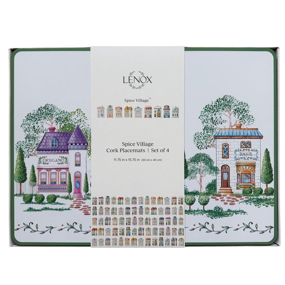 RARE Brand NEW Lenox Spice Village Cork Placemats Set of Four
